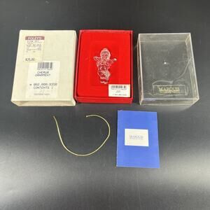 Marquis WATERFORD Crystal Cherub/Angel w/ Horn Christmas Ornament in Box